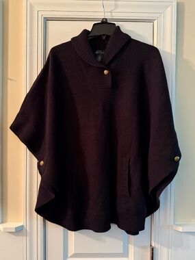 LN Women's Lauren Ralph Lauren Jeans Co. Black Poncho Sweater 1X